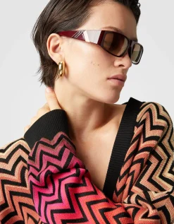 Oversize-Pullover mit Dégradé-Chevron und V-Ausschnitt