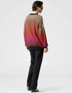 Oversize-Pullover mit Dégradé-Chevron und V-Ausschnitt