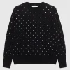 Oversize-Woll-Pullover mit Schmucksteinen