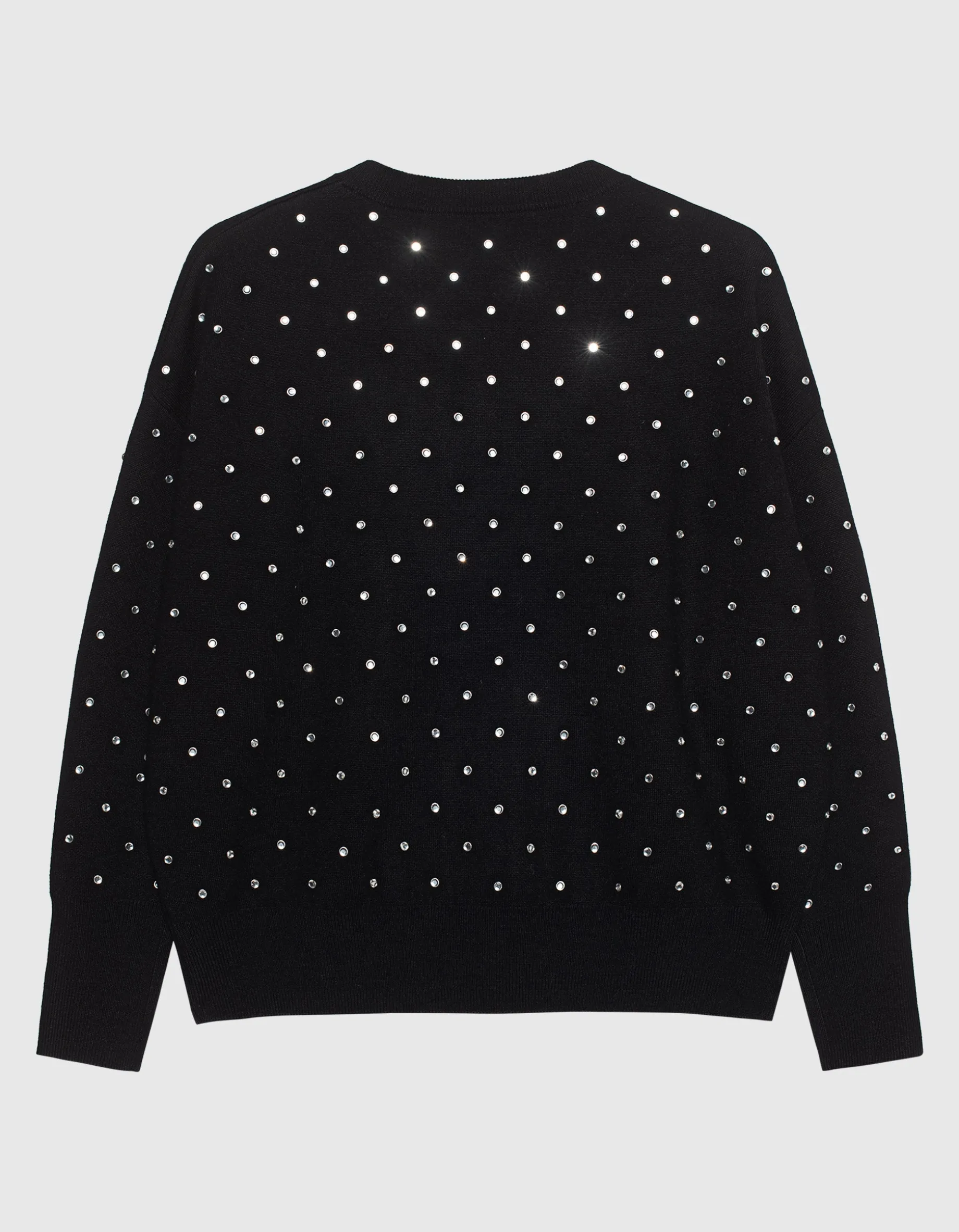Oversize-Woll-Pullover mit Schmucksteinen