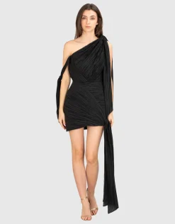 Plissee-Mini-Kleid mit Binde-Details