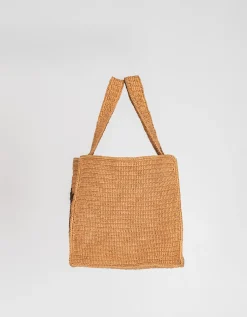 Raffia Tote mit Palmen-Stickerei