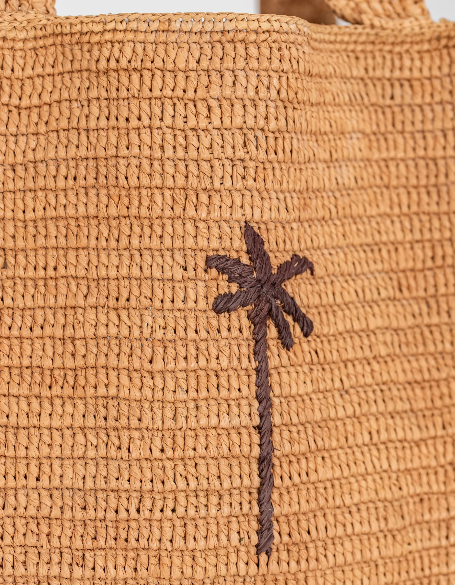 Raffia Tote mit Palmen-Stickerei