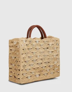 Raffia Tote-Bag 1969 mit Leder- und Metall-Details