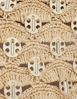 Raffia Tote-Bag 1969 mit Leder- und Metall-Details
