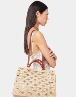 Raffia Tote-Bag 1969 mit Leder- und Metall-Details