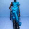 Satin-Kleid mit Spitze