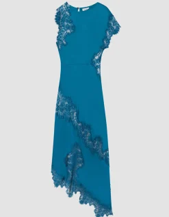 Satin-Kleid mit Spitze