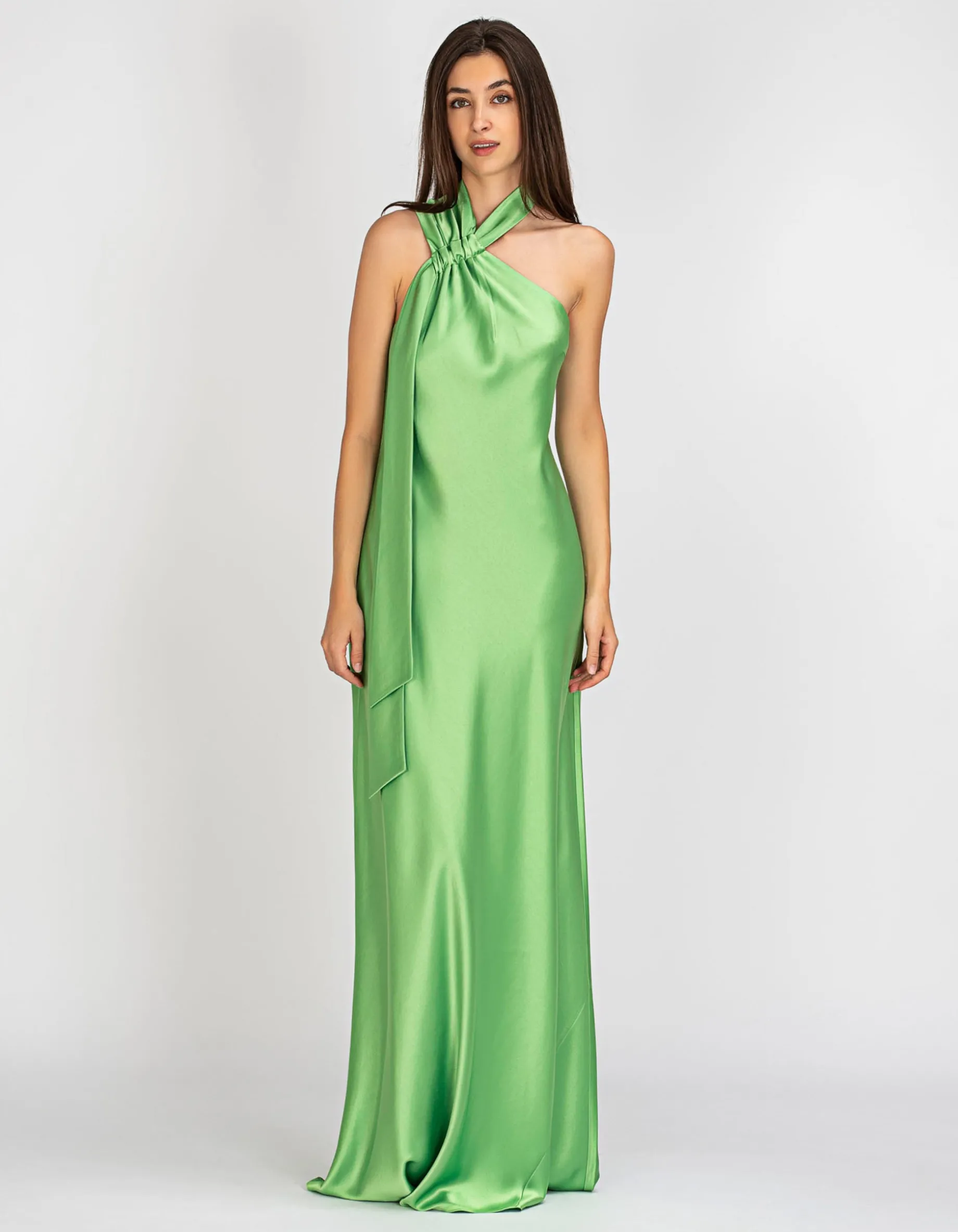Satin-Neckholder Kleid