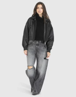 Schaf-Leder Bomberjacke