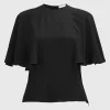 Seiden Bluse mit Flügel-Ärmeln