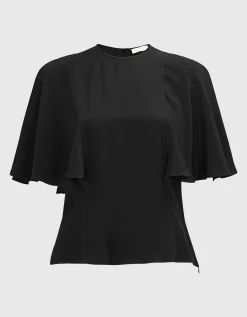 Seiden Bluse mit Flügel-Ärmeln