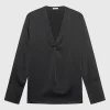 Seiden-Bluse Kihara mit V-Ausschnitt