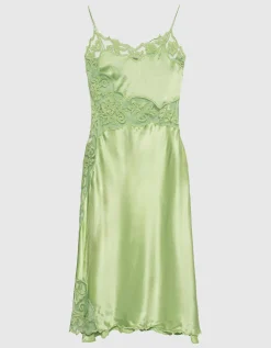 Seiden-Kleid mit bestickten Tüll-Details