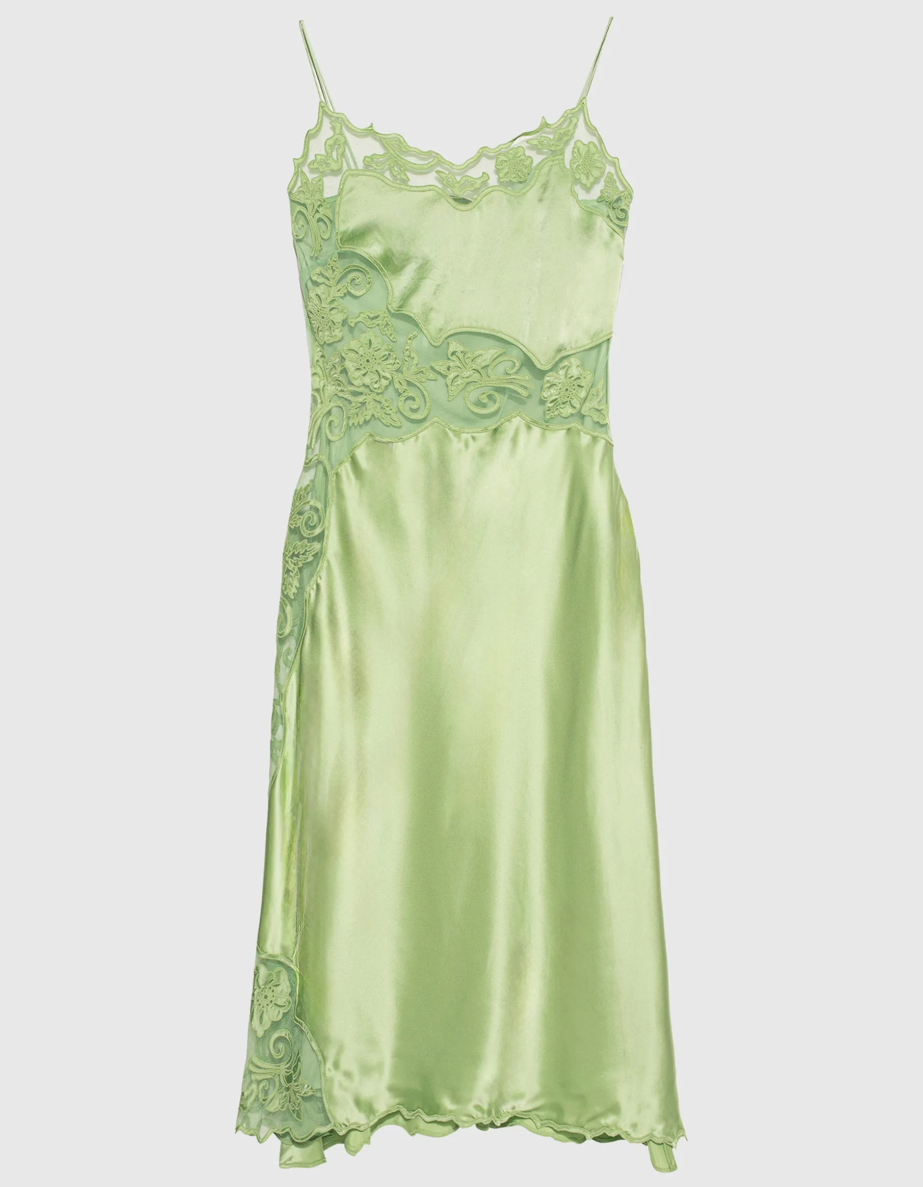 Seiden-Kleid mit bestickten Tüll-Details