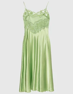 Seiden-Kleid mit bestickten Tüll-Details