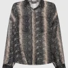 Semi-Transparente Bluse im Animal-Print