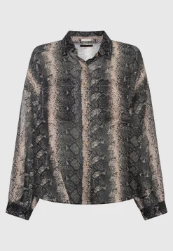 Semi-Transparente Bluse im Animal-Print