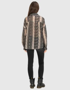 Semi-Transparente Bluse im Animal-Print