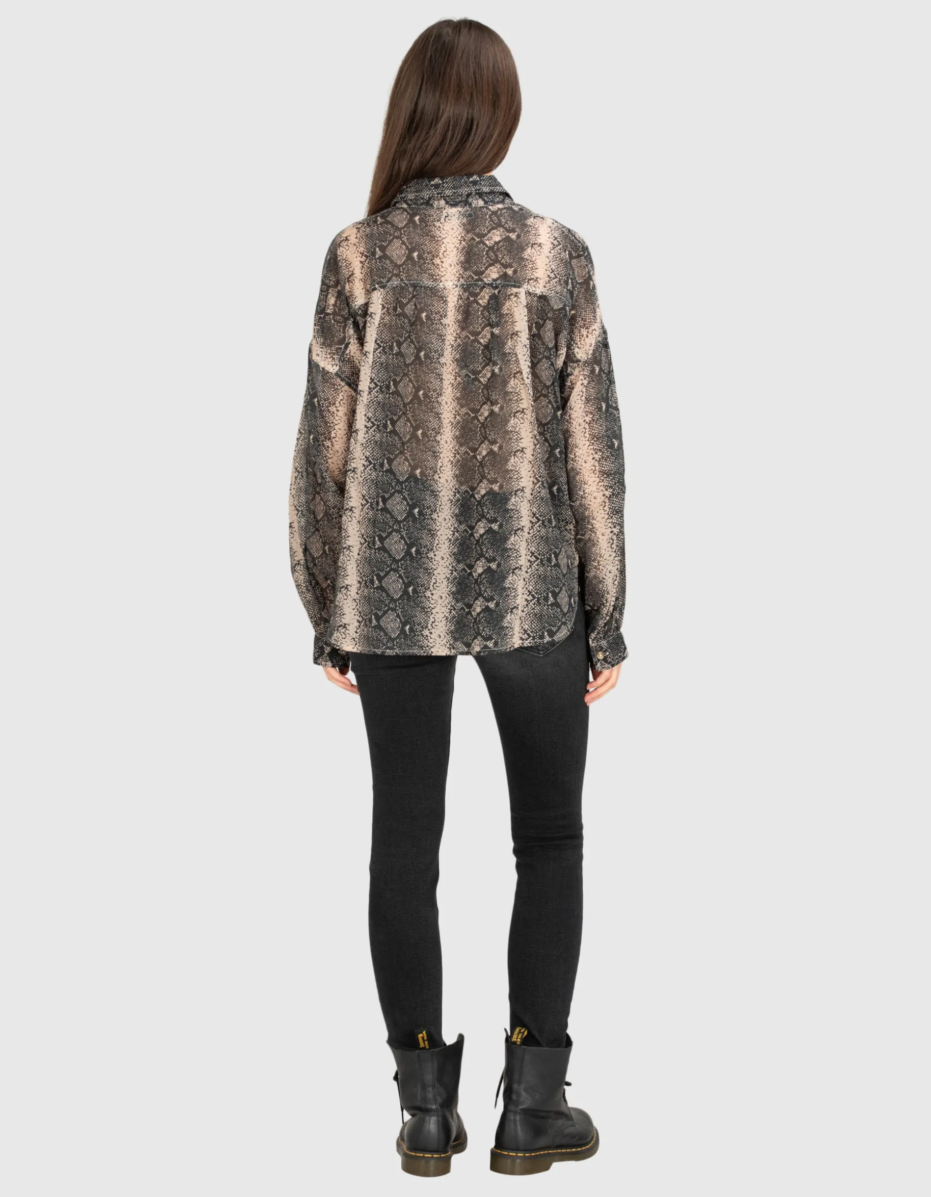 Semi-Transparente Bluse im Animal-Print