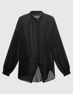 Semi-transparente Oversize-Bluse mit Seidenanteil