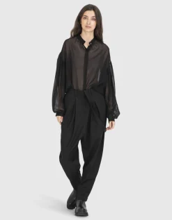Semi-transparente Oversize-Bluse mit Seidenanteil