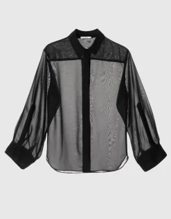 Semi-Transparente Seiden-Bluse