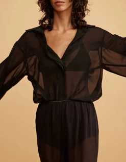 Semi-Transparente Seiden-Bluse