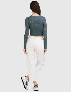 Semi-Transparentes Feinstrick-Longsleeve