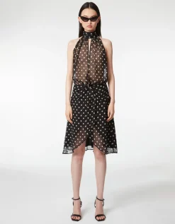 Semi-Transparentes Seiden-Kleid mit Polka-Dots