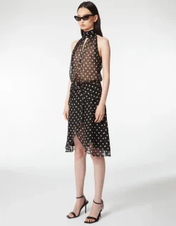 Semi-Transparentes Seiden-Kleid mit Polka-Dots