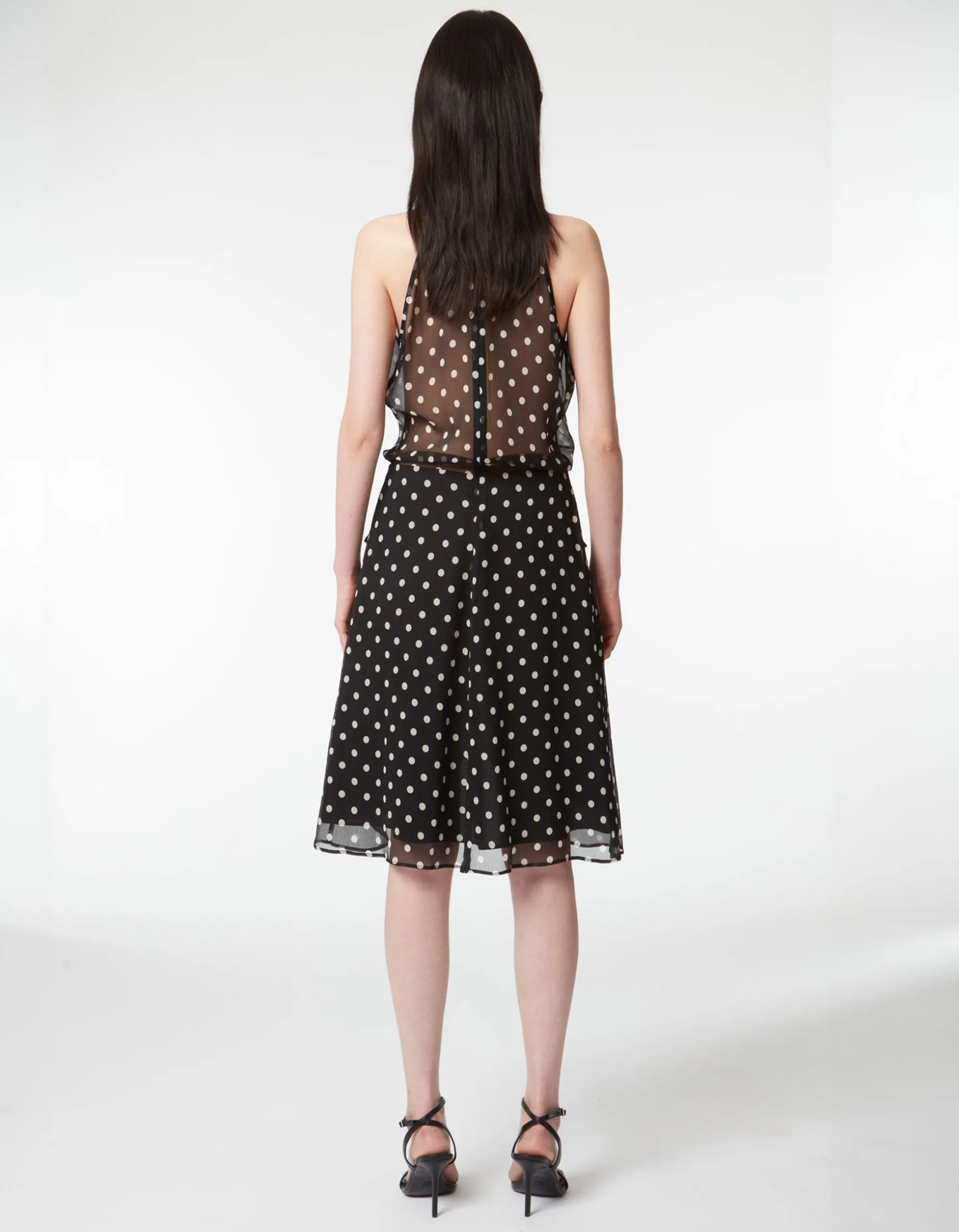 Semi-Transparentes Seiden-Kleid mit Polka-Dots