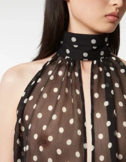 Semi-Transparentes Seiden-Kleid mit Polka-Dots
