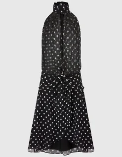 Semi-Transparentes Seiden-Kleid mit Polka-Dots