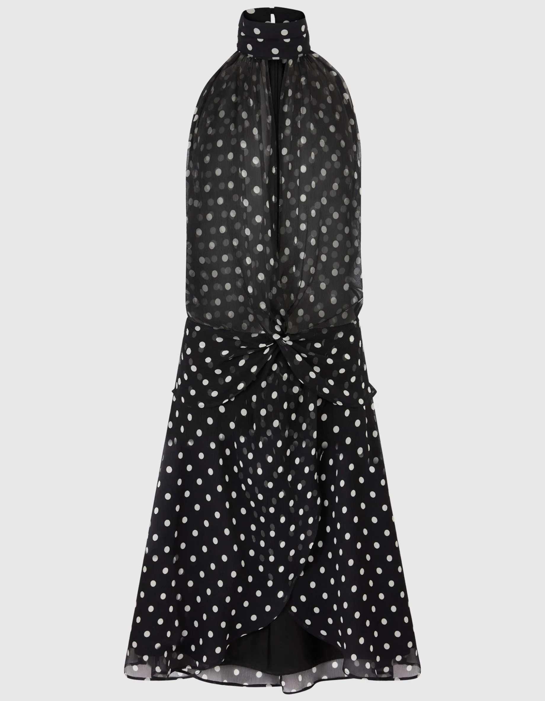 Semi-Transparentes Seiden-Kleid mit Polka-Dots
