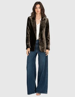 Slim-Fit Samt-Blazer mit Seiden-Anteil