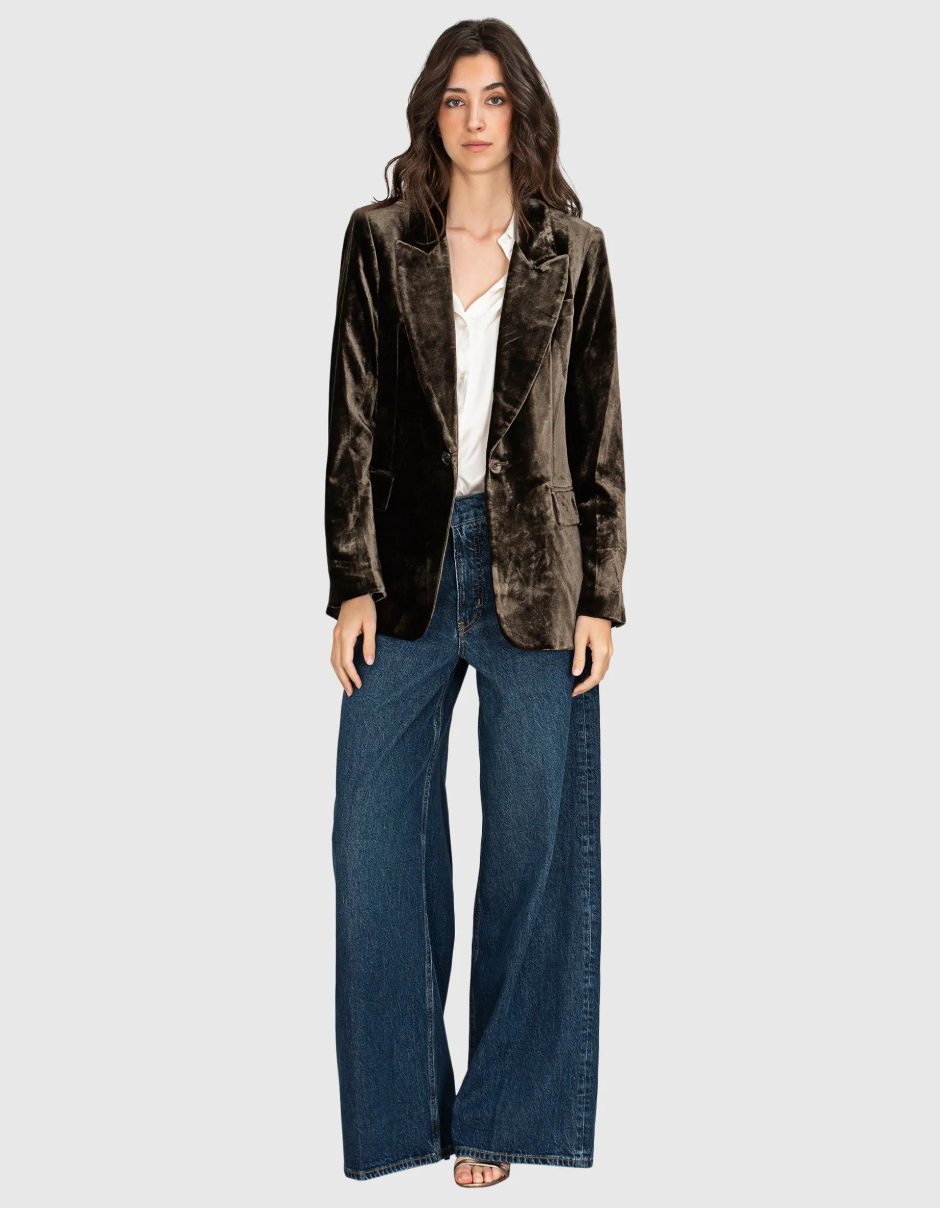 Slim-Fit Samt-Blazer mit Seiden-Anteil