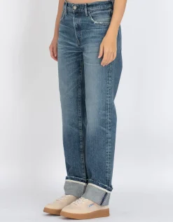 Straight-Leg Jeans mit Saumaufschlag