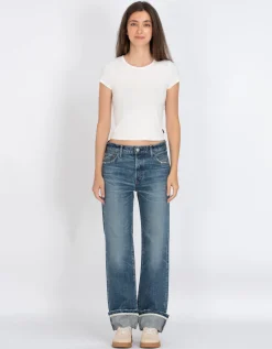 Straight-Leg Jeans mit Saumaufschlag