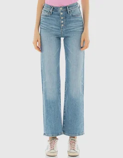 Straight-Leg-Jeans mit Knopfleiste