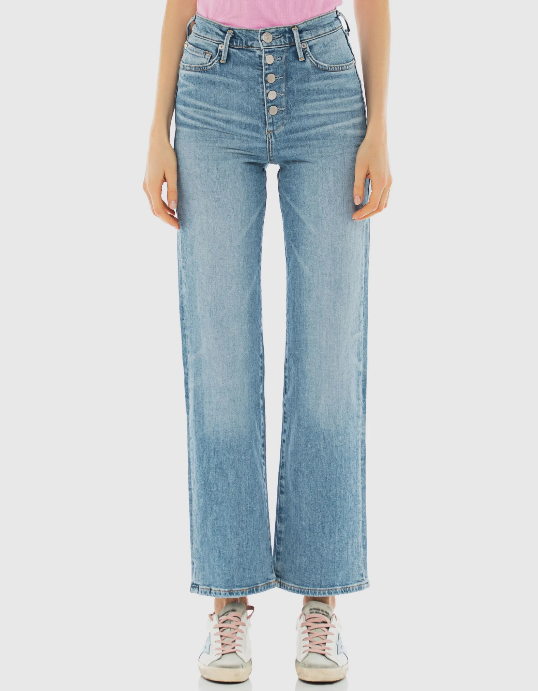 Straight-Leg-Jeans mit Knopfleiste