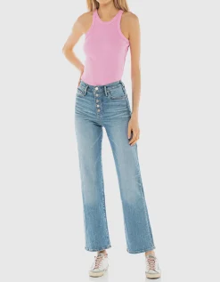 Straight-Leg-Jeans mit Knopfleiste