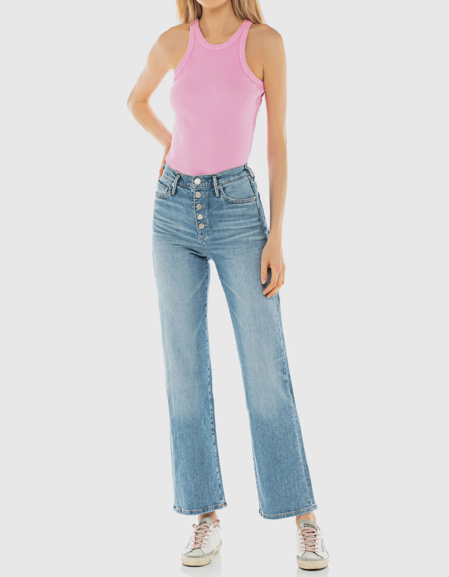 Straight-Leg-Jeans mit Knopfleiste