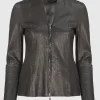 Taillierte Lammlederjacke mit Zipper