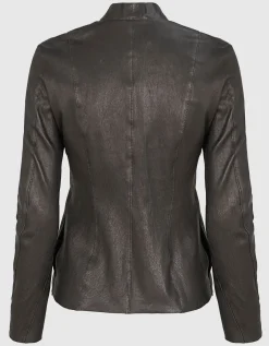 Taillierte Lammlederjacke mit Zipper