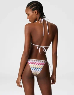 Triangel-Bikini aus Lamé-Viskose-Spitze