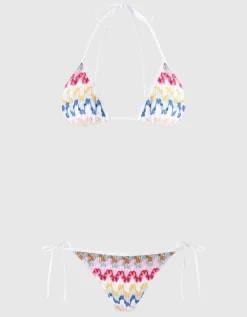 Triangel-Bikini aus Lamé-Viskose-Spitze