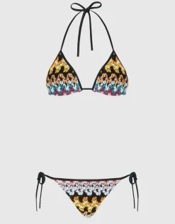 Triangel-Bikini aus Lamé-Viskose-Spitze
