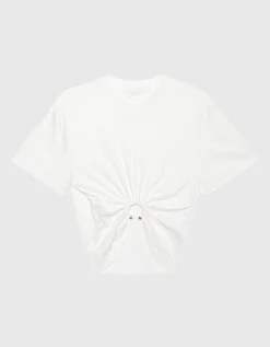 T-Shirt mit goldfarbenem Ring Detail
