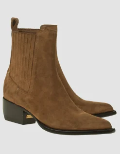 Veloursleder Cowboy-Stiefelette